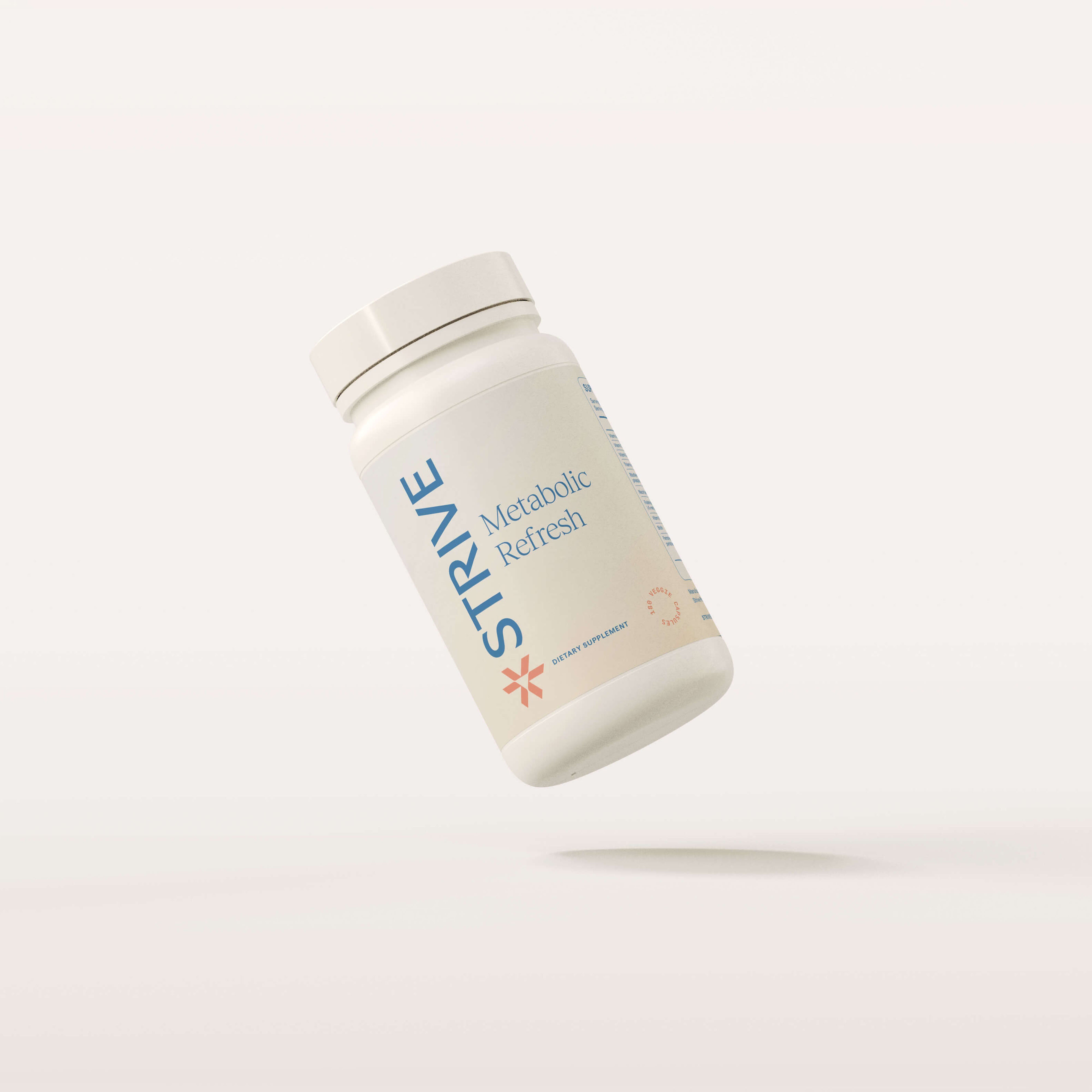 white bottle of strive pharmacy supplement metabolic refresh