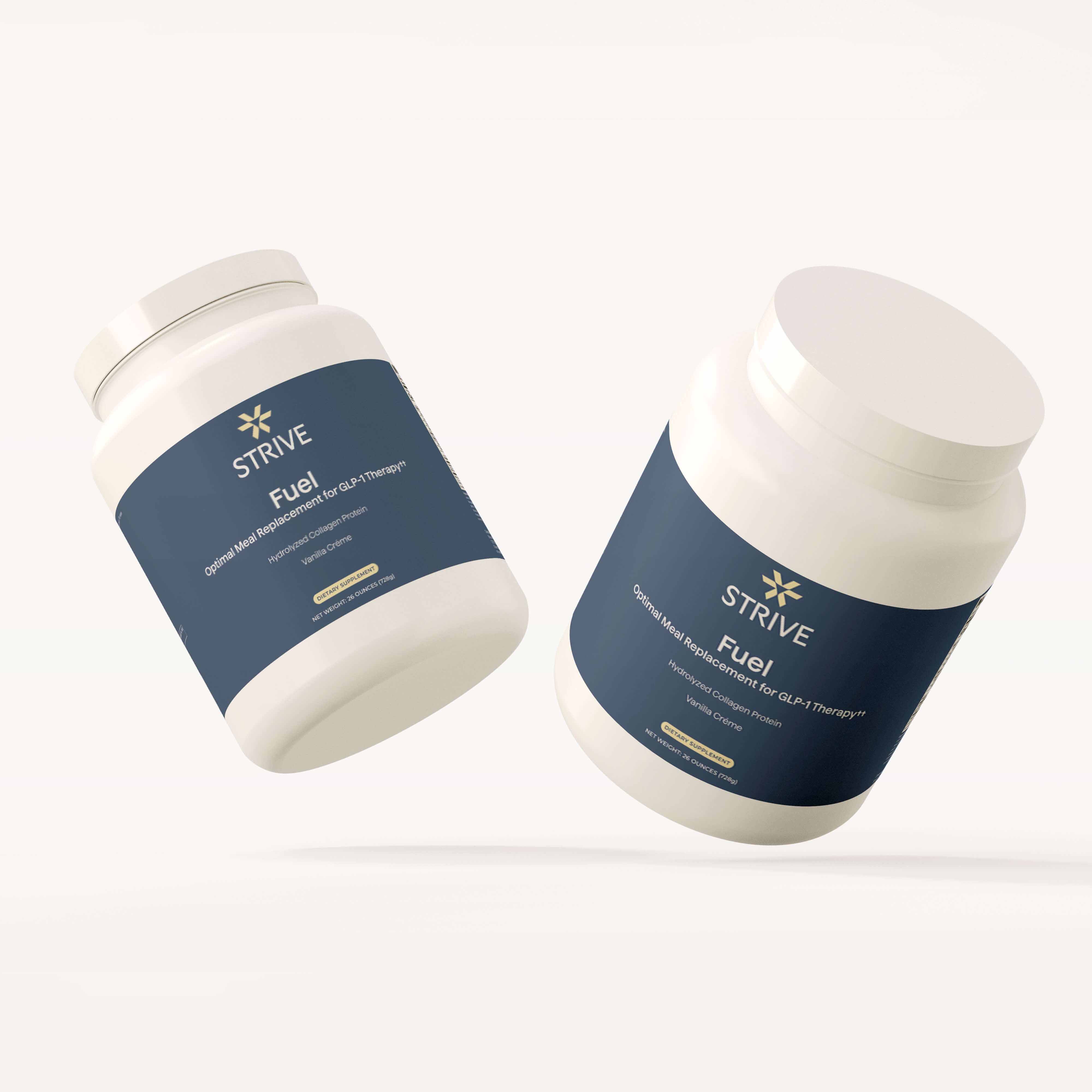a photo of strive pharmacy optimal meal replacement called fuel with vanilla flavor 26 ounces
